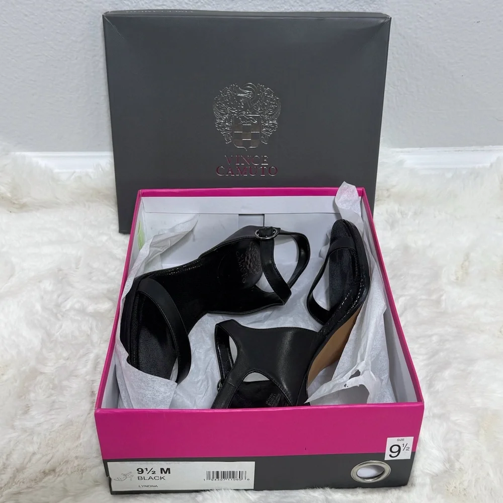 Vince Camuto Lynona Heels Black Open-Toe Heeled Sandals, Size 9.5 - Picture 8 of 10